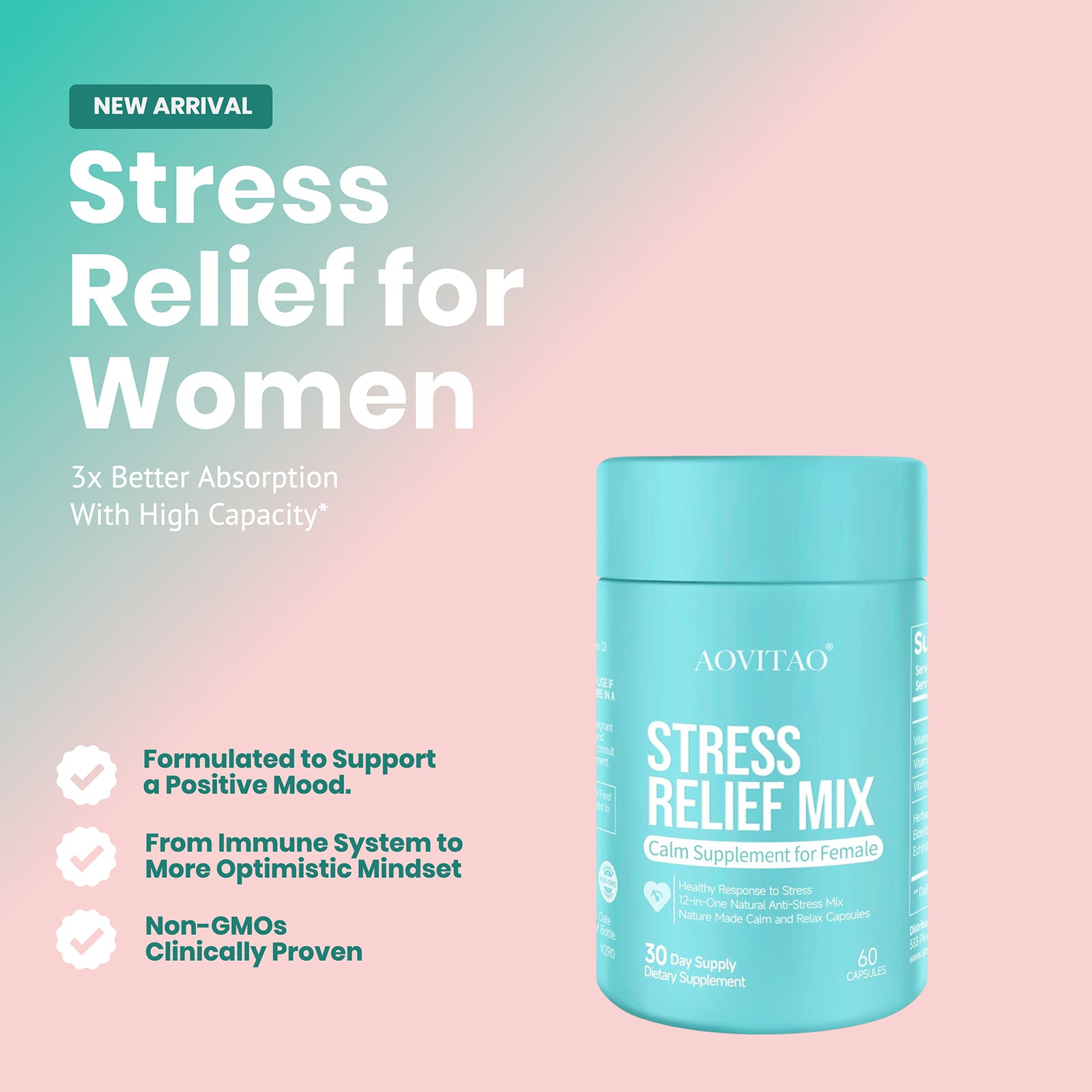 Complément Ashwagandha Femmes avec L-Théanine et Magnésium - Anti-Stress, Concentration, Relaxation
