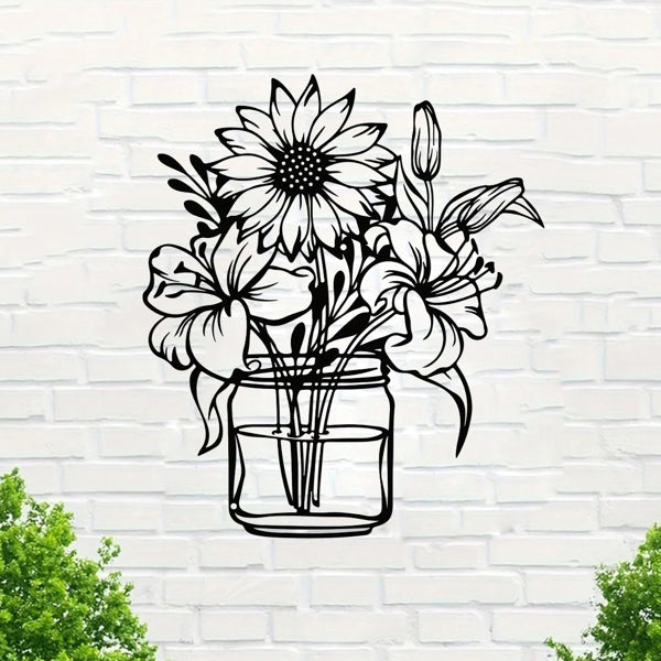 CIFbuy Décoration Murale Vase de Tournesols et Lys en Aluminium pour Maison Champêtre