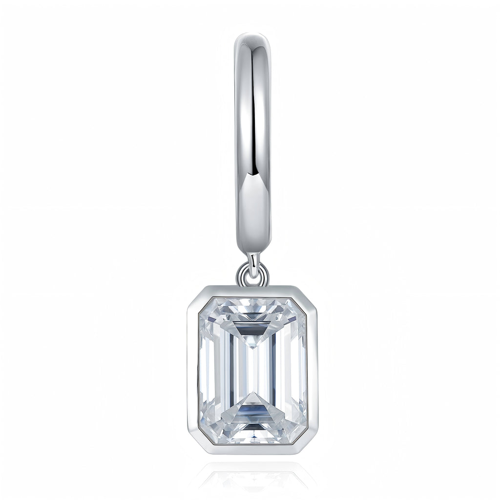 Boucles d’oreilles pendentif Moissanite taille émeraude 6x8mm en argent S925 plaqué platine set cadeau