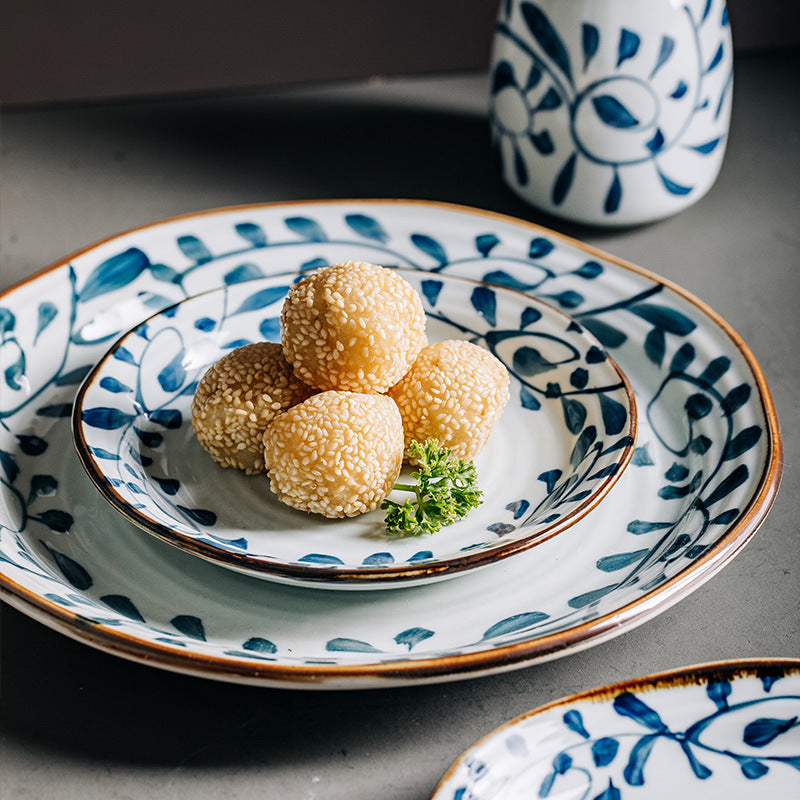 Creative Ceramic Plate Hot Dishes Irregular Ribbed Lotus