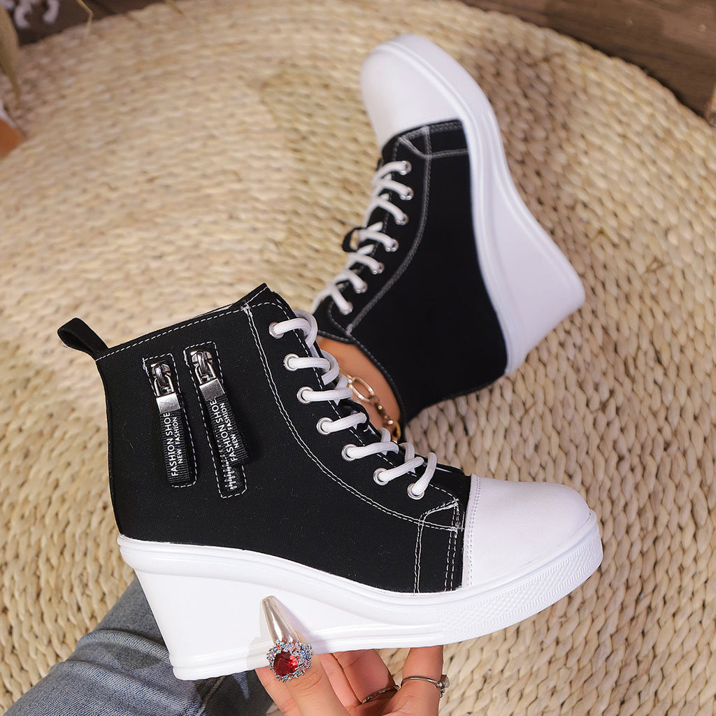 Chaussures décontractées grandes pointures pour femmes à semelle épaisse et compensée