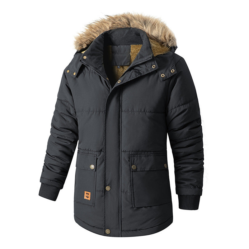 Manteau Matelassé Capuche Isolé Doublé en Polyester Style Classique et Ample