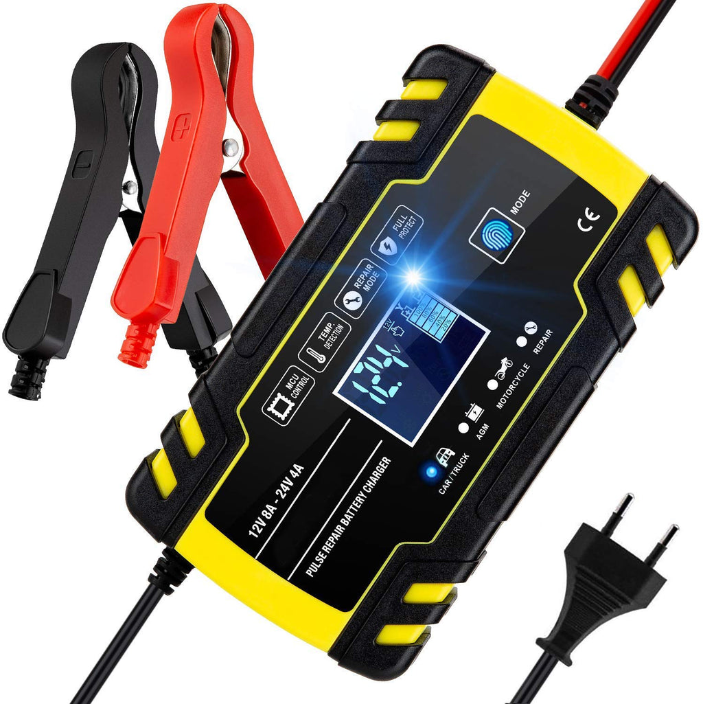 Chargeur de batterie moto automatique à 3 niveaux, compatible calcium, gel, AGM, humide