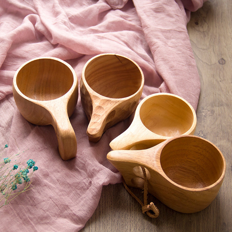 Tasse Créative en Bois de Caoutchouc Nordic