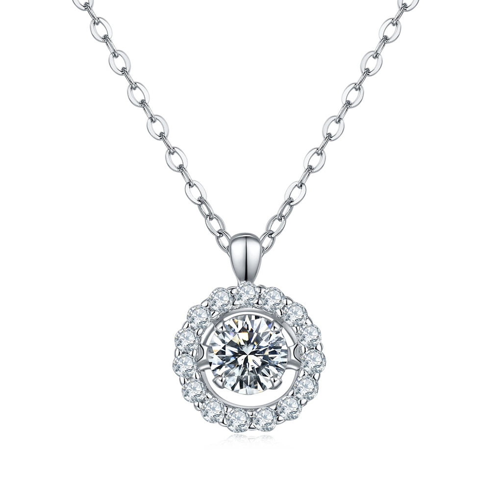 Collier Halo Moissanite 0,5ct Couleur D VVS1 en Argent Sterling S925 Plaqué Platine 45cm Boîte Cadeau Certifiée GRA