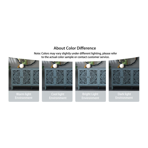 60 Antique Buffet Cabinet With Floral Carvings With Solid Wood Legs&Antique Brass Handles&Adjustable Shelves, TV Stand For 65'' TV, Sideboard For Living Room,Dining Room