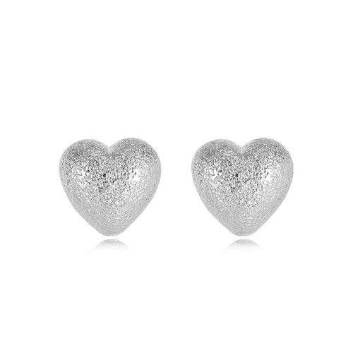 Boucle d'oreille unique en argent sterling 999 texturée en forme de cœur, style élégant et doux, idéale pour une soirée romantique et sorties