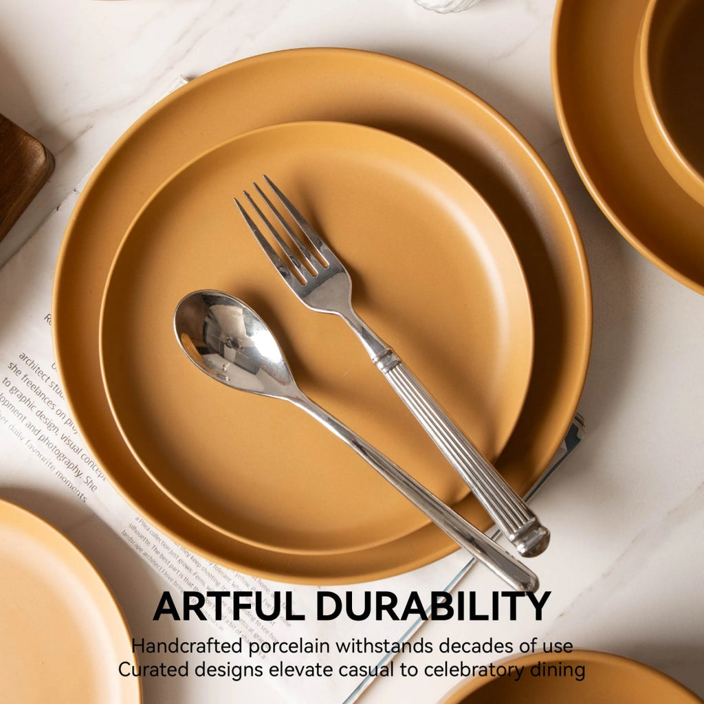 12-Piece Stoneware Dinner Plates Bowls Sets   Microwave & Dishwasher Safe   Non-Toxic Dinner Plates Bowls Set   Stackable Matte Glaze Kitchenware For 4