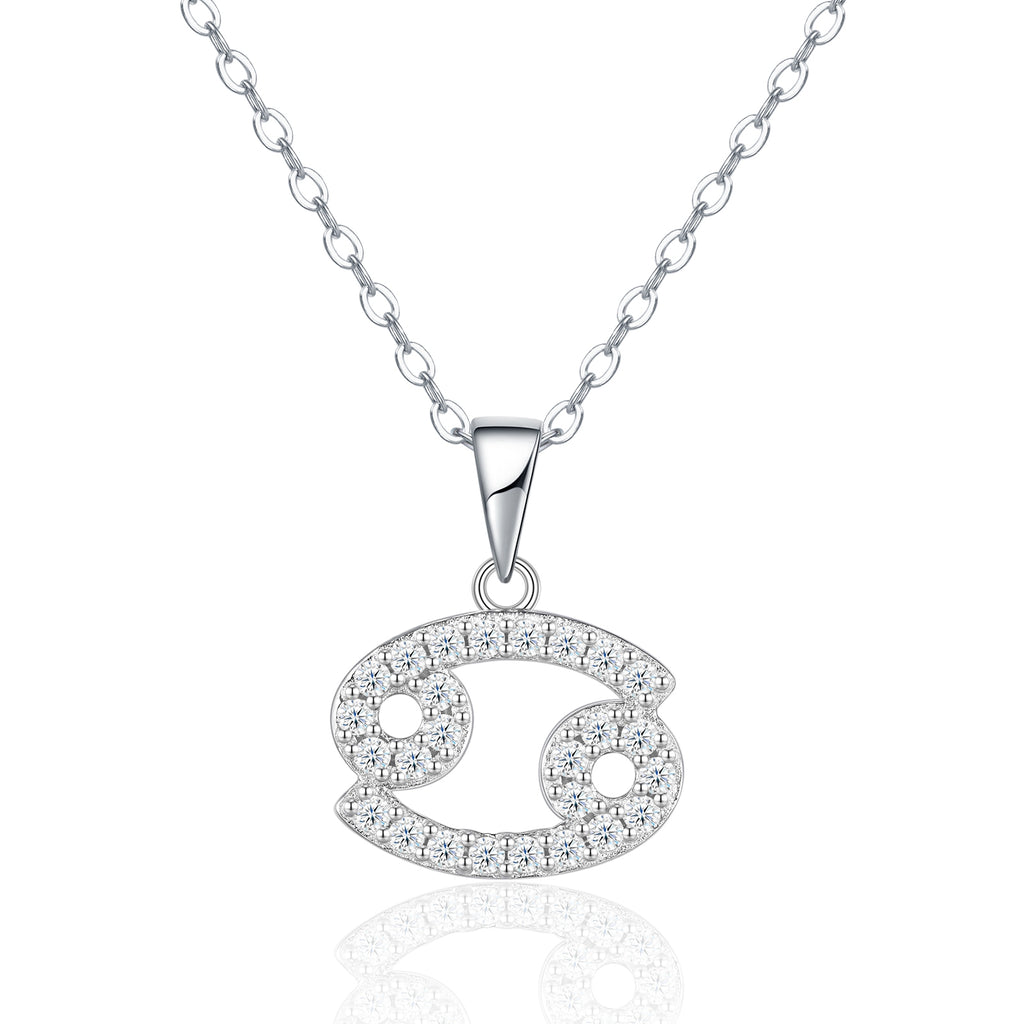 Collier Cancer en argent sterling S925 avec moissanite VVS1 couleur D, pendentif astrologie plaqué platine 3,8g, certifié GRA, coffret cadeau idéal anniversaire