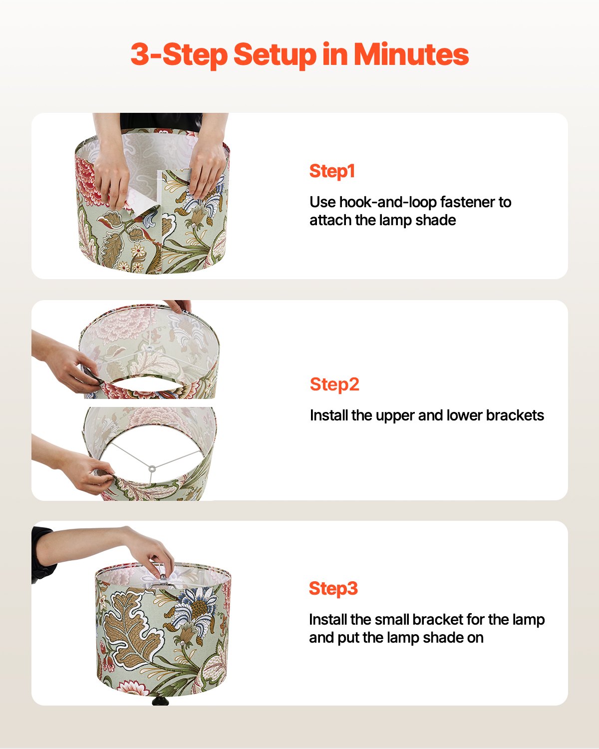 Abat-jour Drum Lot de 2, 13 po en haut x 13 po en bas x 10 po de hauteur, abat-jour cylindrique en lin moyen, abat-jour de remplacement pour lampes de table, lampadaires et suspensions, sombre motif floral