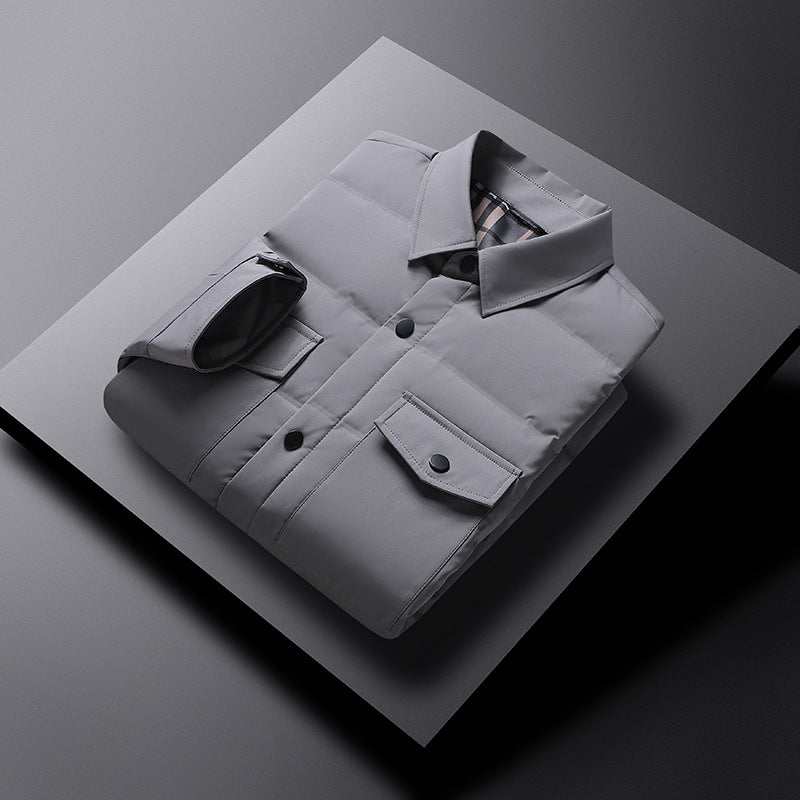 Veste chaude en duvet de canard blanc, col polo simple, qualité supérieure