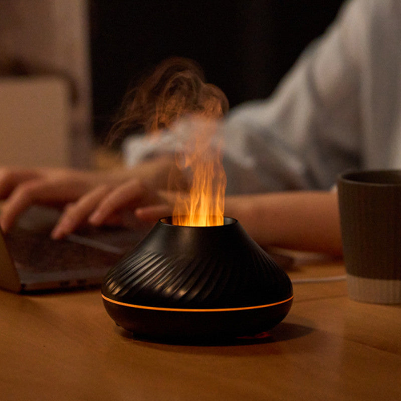 Diffuseur d'arôme Flamme RVB 130ml, Humidificateur Flambeau Volcano 3D Couleurs