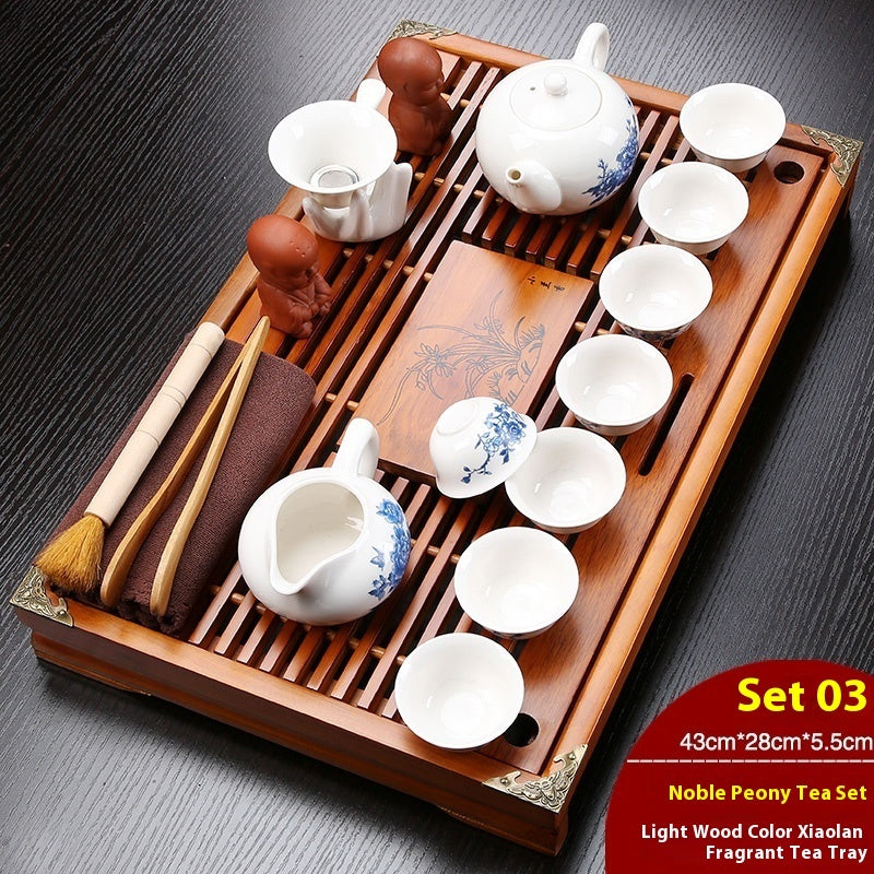 Plateau de salon chinois avec drainage et réservoir d'eau — Plateforme à thé — Service à thé