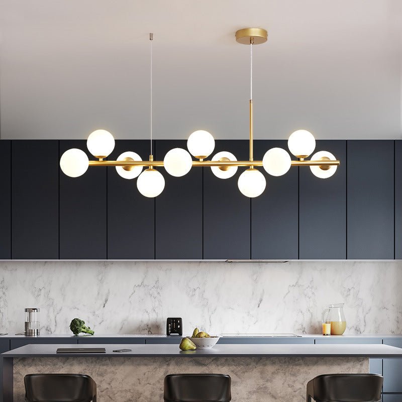 A Long Minimalist Glass Magic Bean Chandelier - IVOIRART.COM