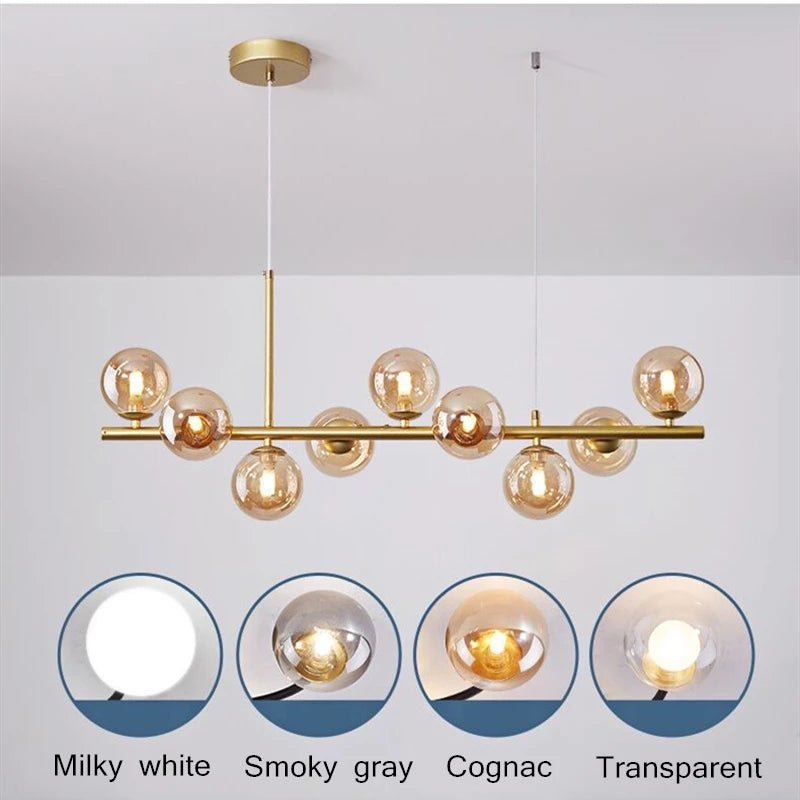 A Long Minimalist Glass Magic Bean Chandelier - IVOIRART.COM