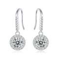 Boucles d'oreilles pendantes halo moissanite en argent sterling S925 0,5 ou 1CT, plaqué platine, avec certificat GRA, coffret cadeau pour femmes