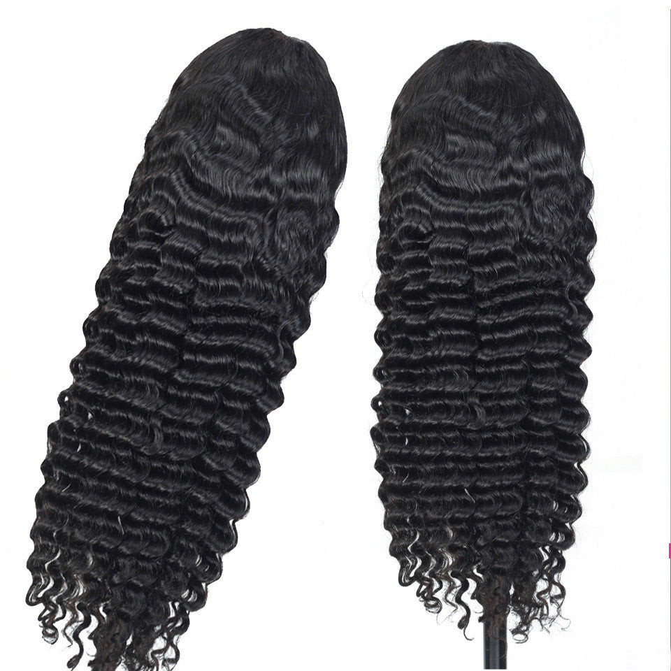 Perruques en cheveux naturels ondulés profonds 28-30 pouces avec front en dentelle 13x4