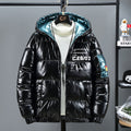 Veste Hivernale Épais Cuir Brillant avec Remplissage Coton Pour Confort