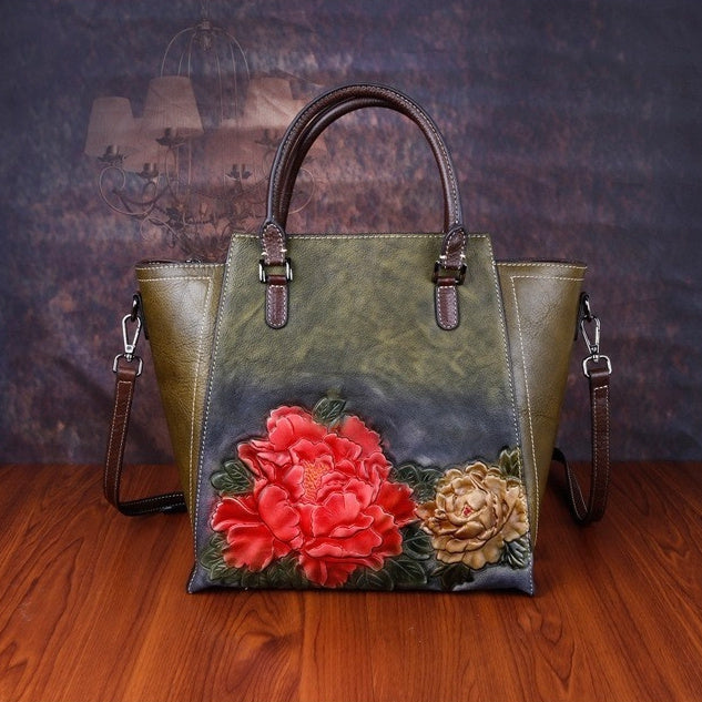 Sac Femme Nouveauté en Cuir Véritable Grain Supérieur Effet Vieilli Multicolore