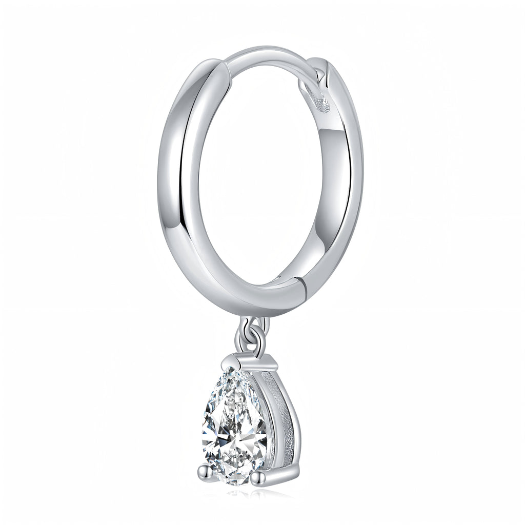 Boucles d’oreilles créoles en argent sterling S925 4x6mm poire avec moissanite
