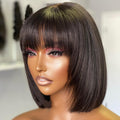Perruque Su Bob en cheveux naturels humains, 25 cm, coloration et lissage possibles
