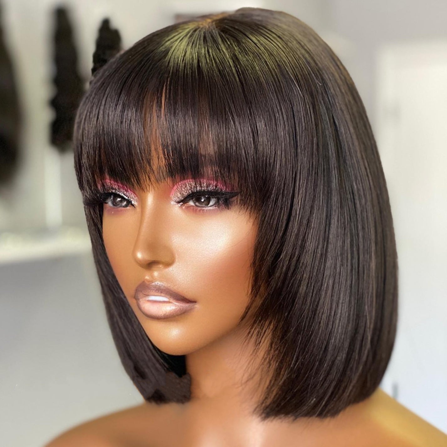 Perruque Su Bob en cheveux naturels humains, 25 cm, coloration et lissage possibles