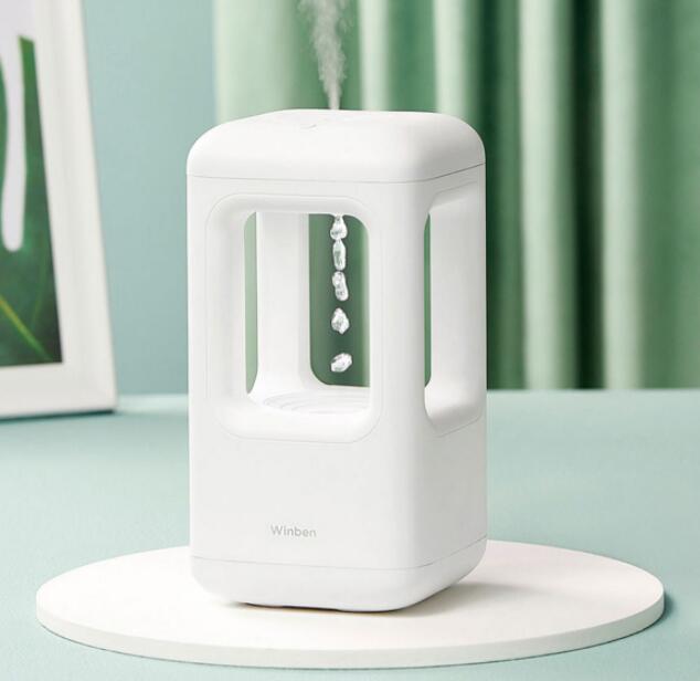 Nouveau Humidificateur d’Air Silencieux pour Chambre avec Effet Goutte d’Eau Anti-Gravité et Lumière d’Ambiance