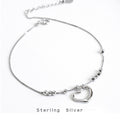 Bracelet de cheville ajustable en argent sterling 999 chaîne boîte cœur creux style minimaliste estival pour femmes