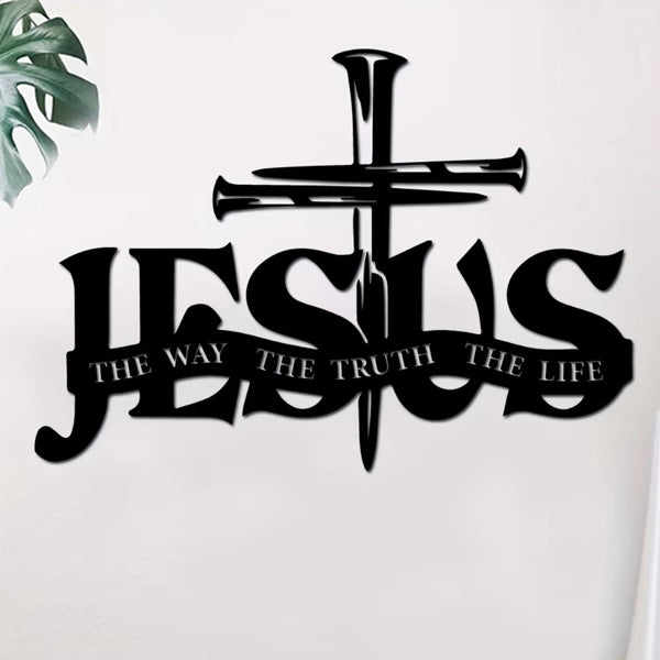 CIFbuy Croix de Jésus en Aluminium Écriture Décoration Murale Chrétienne Cadeau pour la Maison (Service de Ramassage TikTok, Temu)