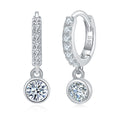 Boucles d’oreilles créoles en argent sterling S925 avec moissanite pavée, pendentif rond, plaqué platine, certificat GRA, coffret cadeau pour femmes