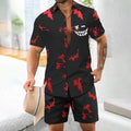 Ensemble Homme Tendance Chemise à Imprimé Numérique et Short Style Américain