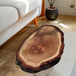 Tapis en Terre de Diatomée avec Motif Bois, Tapis Super Absorbant, Sèche-Rapide et Antidérapant pour Cuisine, Salle de Bain, Chambre - Tapis de Sol au Design Unique de Cercles d'Arbre