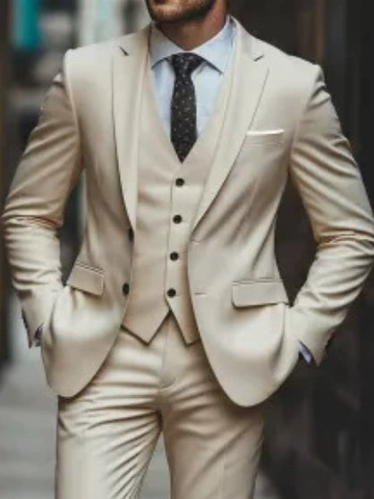 Costume trois pièces pour homme en laine mode, style business ajusté bleu foncé
