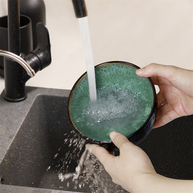 Cuisine occidentale créative Changement de four Bol Vert Paon 24oz Ensemble de 4 pour céréales, salade, pâtes, soupe, dessert, service — lave-vaisselle, micro-ondes et four