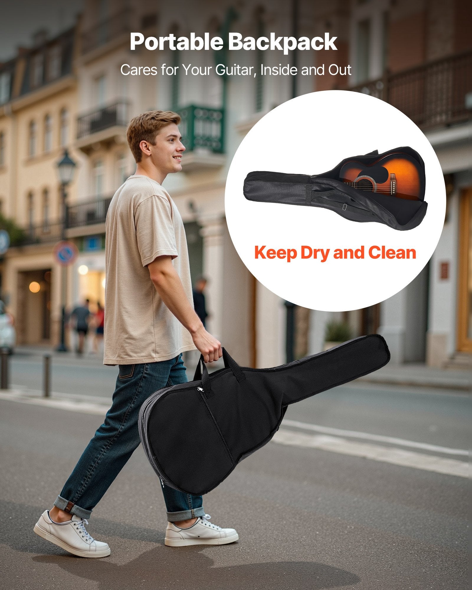 Guitare Acoustique Dreadnought 40 po, 6 cordes Sunburst – Pack Débutant avec Étui, Accordeur, Sangle, Cordes en Acier, Picks, Capodastre, Table et touche en Palissandre Rosewood, Pour Adultes et Joueurs Confirmés