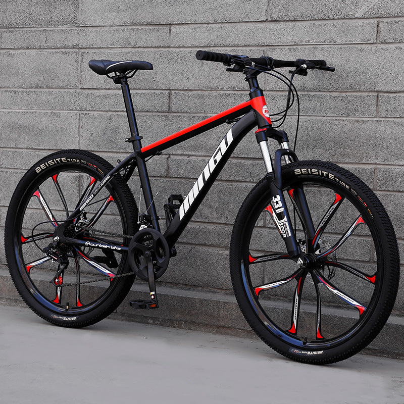 Vélo de montagne homme et femme 24-26 pouces avec freins à disque et suspension