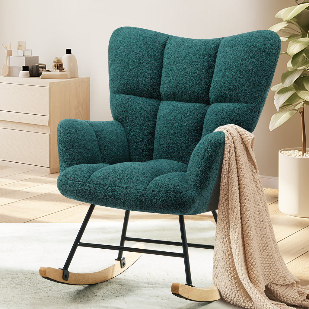Fauteuil à bascule glissant en tissu teddy