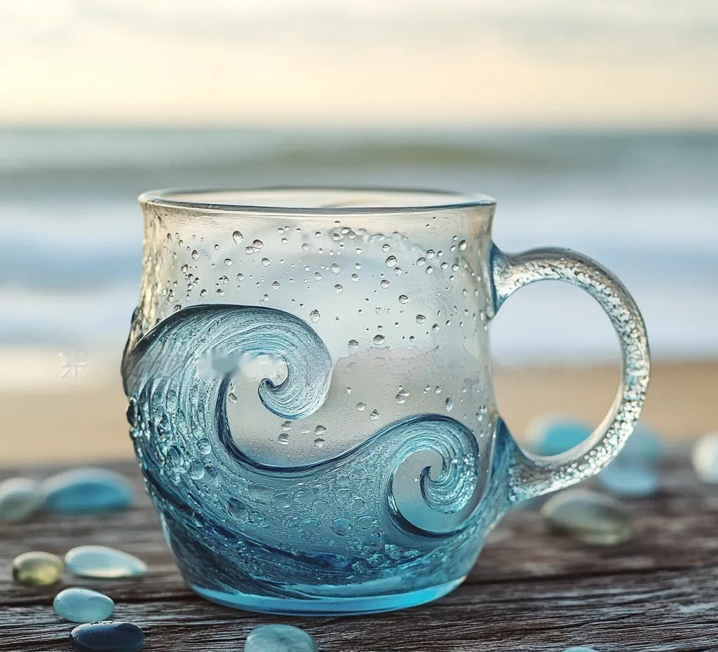 Creative Retro Home Ocean Wave Glass Cup