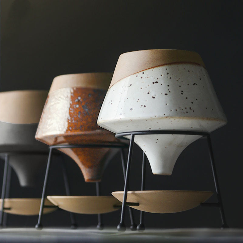 Pot de Fleurs en Céramique Créatif avec Cadre en Fer Nordique