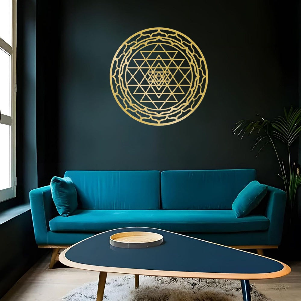 Art mural en métal de géométrie sacrée - Décor mandala Yantra fait main pour la maison