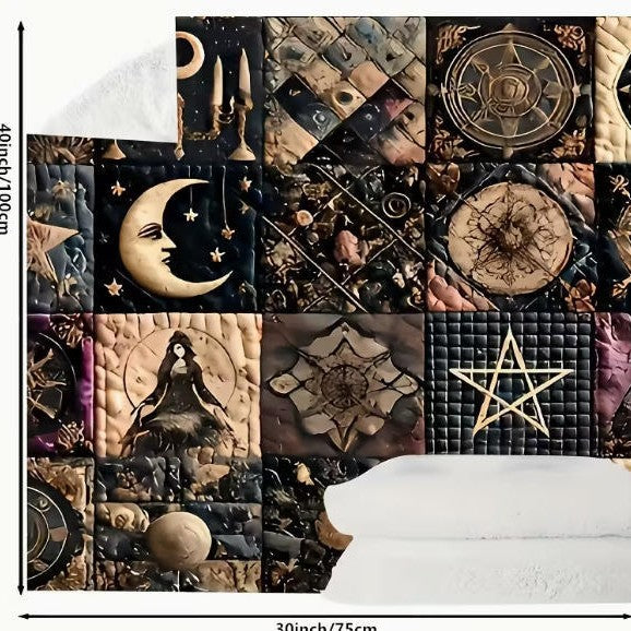 Couverture en Flanelle à Motif Gothique Mystérieux en Patchwork Vintage