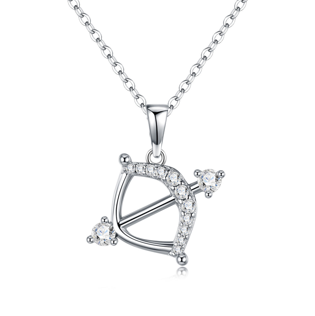 Collier Sagittaire en Argent Sterling S925 pour Femme, Moissanite VVS1 Couleur D, 3,8g Plaqué Platine, Bijou d'Astrologie avec Certificat GRA - Coffret Cadeau Parfait
