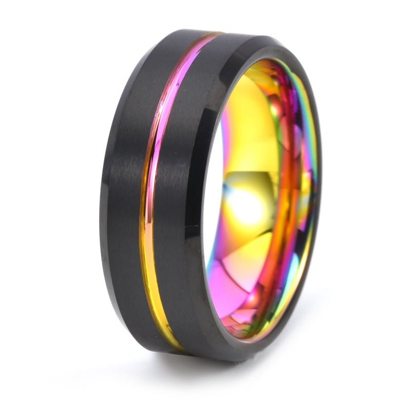 Accessoire de Bague Unisexe à la Mode, Forme Ronde, Style Luxueux en Acier Tungstène - IVOIRART.COM