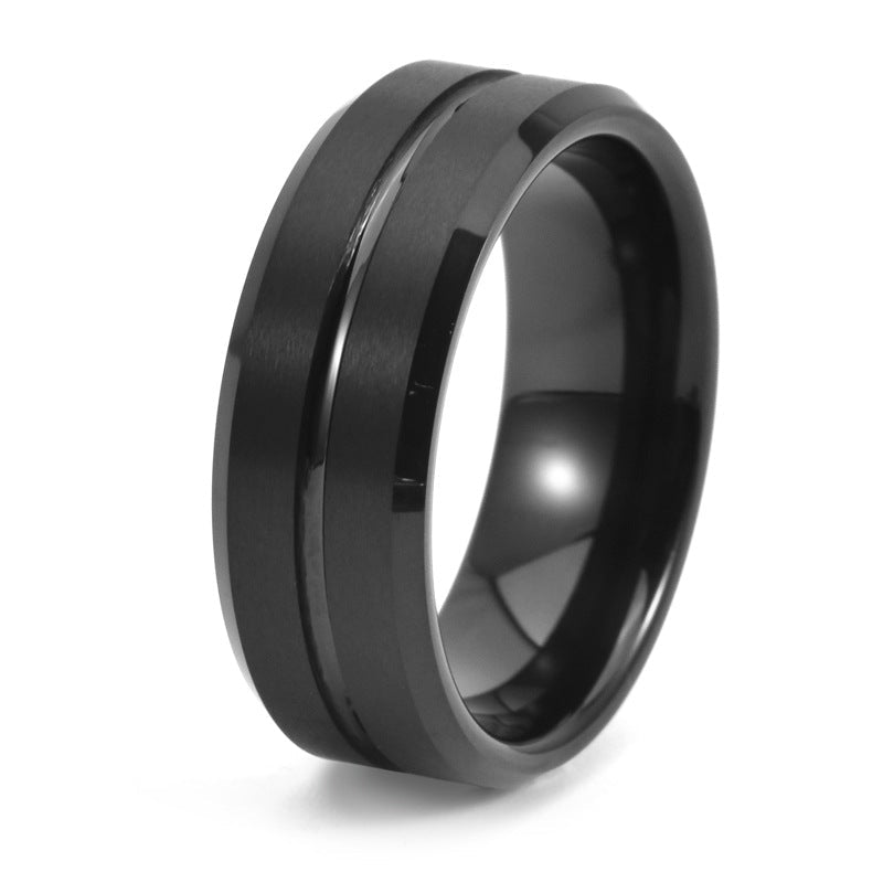 Accessoire de Bague Unisexe à la Mode, Forme Ronde, Style Luxueux en Acier Tungstène - IVOIRART.COM