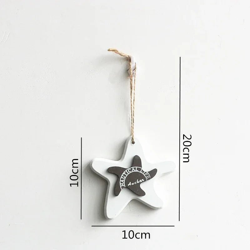 Accessoire pendentif poissons méditerranéen artisanal en bois massif étoile de mer - IVOIRART.COM