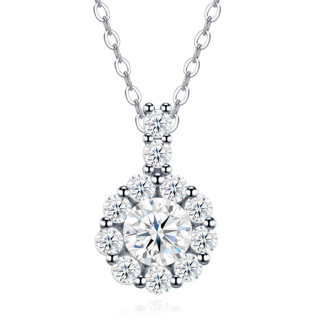 Collier Moissanite 1ct Couleur D VVS1 Argent Sterling S925 Plaqué Platine 40 cm