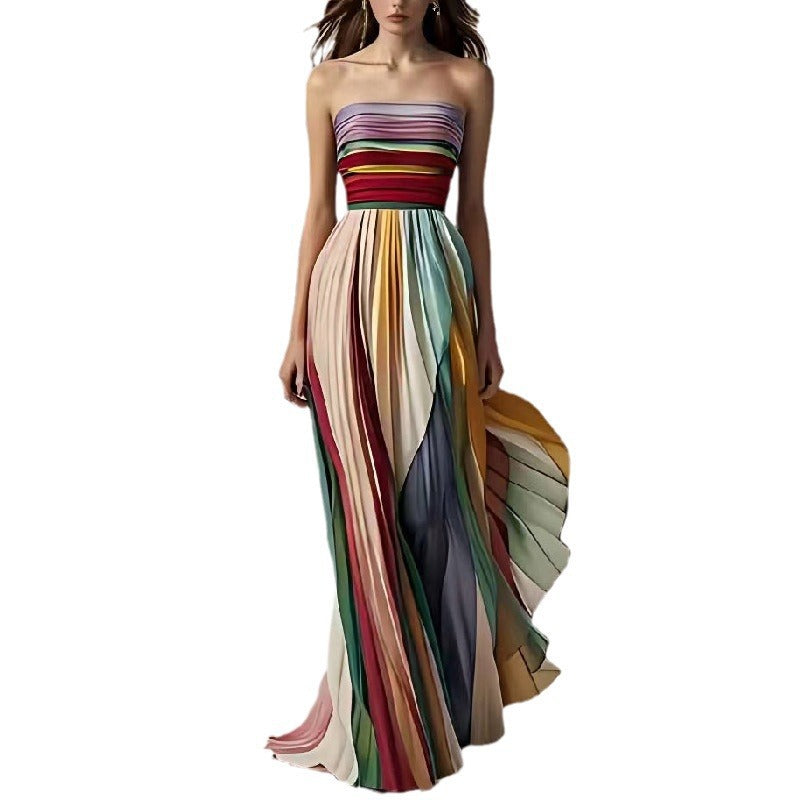 Robe longue portefeuille tubulaire sexy sans dos imprimée pour femme