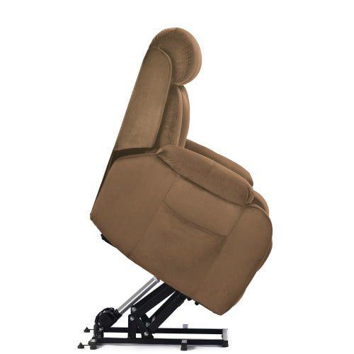 Fauteuil releveur électrique pour personnes âgées Télécommande Canapé relax Fauteuil doux Antidérapant Tissu cachemire Australie Mobilier salon Marron