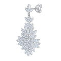 Boucles d'oreilles pendantes longues en argent S925 plaqué platine avec moissanite certificée GRA, design feuille en grappe, coffret cadeau luxe