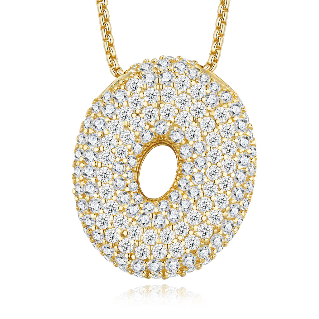 Collier Initiale en Argent Sterling S925 Plaqué Or 13,49g Moissanite VVS1 D avec Certificat GRA